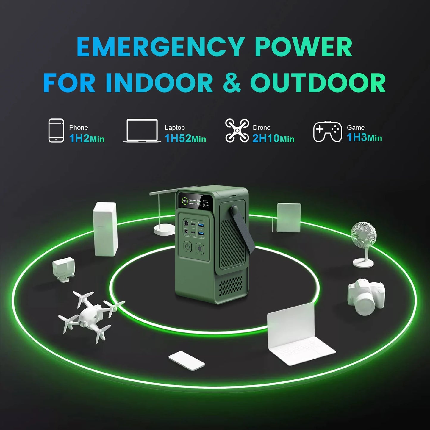 CTOLITY 200W Power Station 192Wh LiFePO4 Power Bank USB C 60000mAh