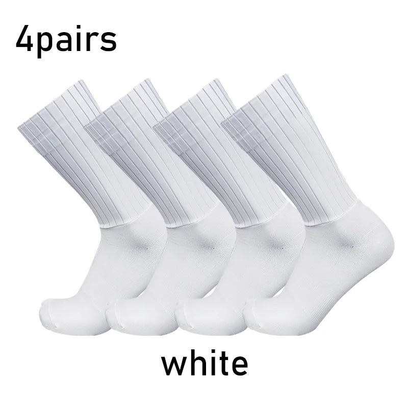 Aero Pure Color Cycling Socks Set 4 Pairs Non Slip Cool