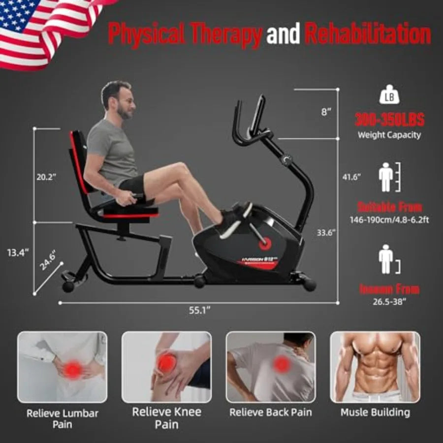Recumbent Exercise Bike With 400Lbs Weight Capacity Magnetic Resistance System