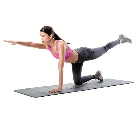 Grey Folding Fitness Mat for Pilates Yoga and Bodyweight Training