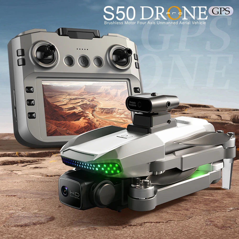 S50 Pro GPS Drone With 2 Batteries, 4.5-Inch Screen Remote, Real-Time HD Camera