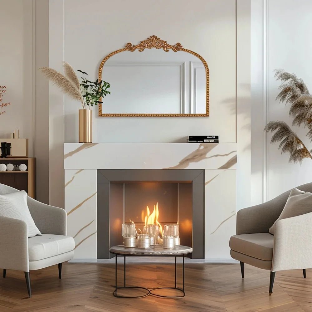 Arched Decorative Mirror 24 By 34 Inches With Gold Accents For Home Decor