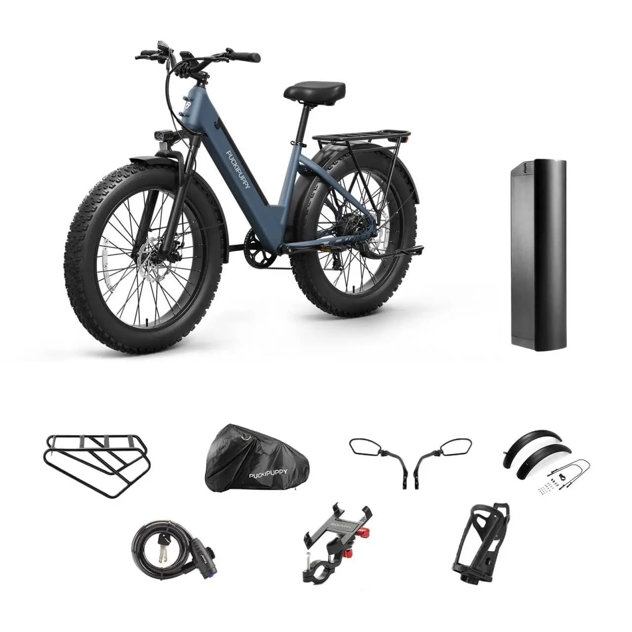 PUCKIPUPPY Samoyed Electric Bike 960W Peak 28 MPH Commuter E Bike 26 Inch Fat Tire Electric Bicycle 2 Year Warranty