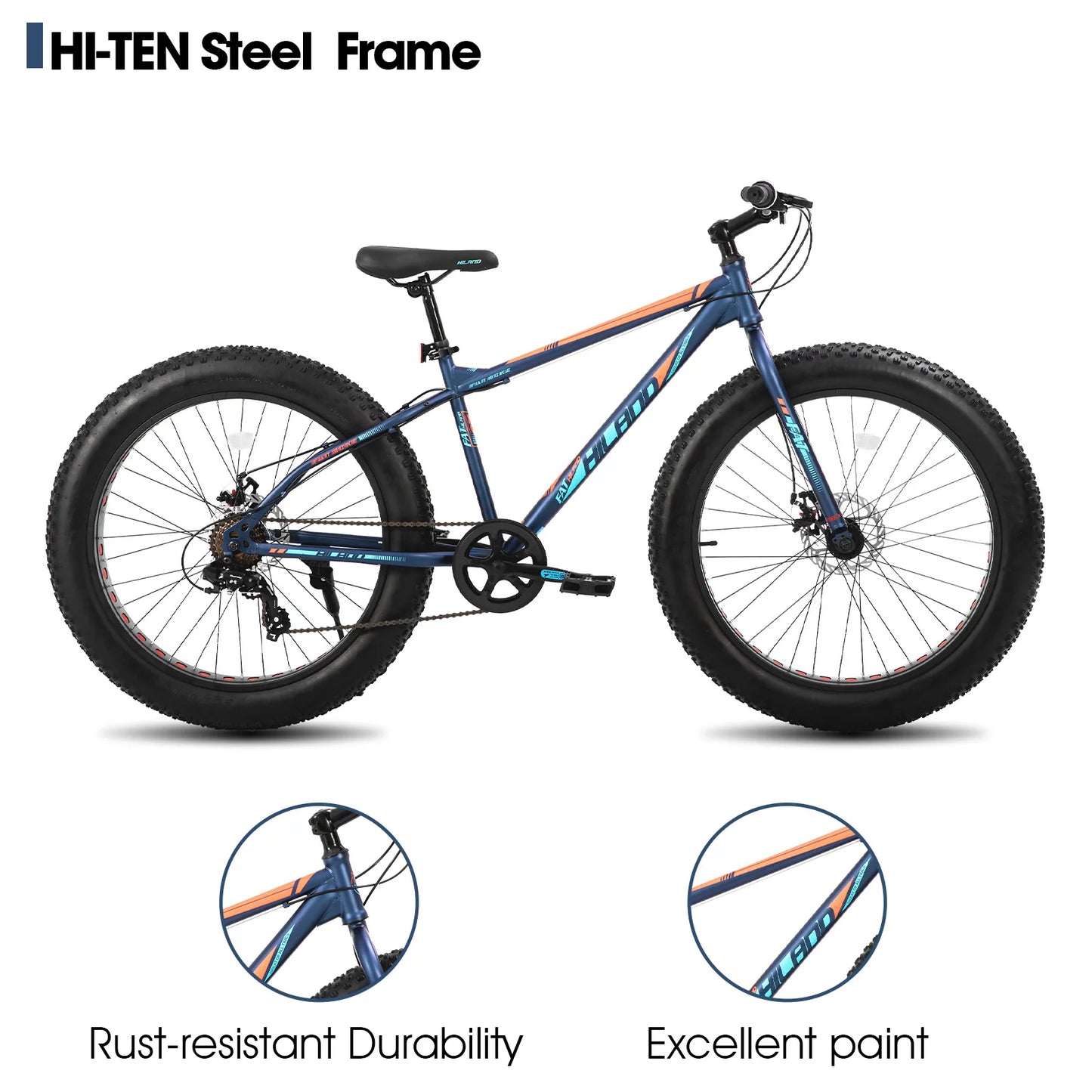 Hiland 20 Inch Kids Fat Tire Mountain Bike Shimano 7 Speed Dual Disc Brakes