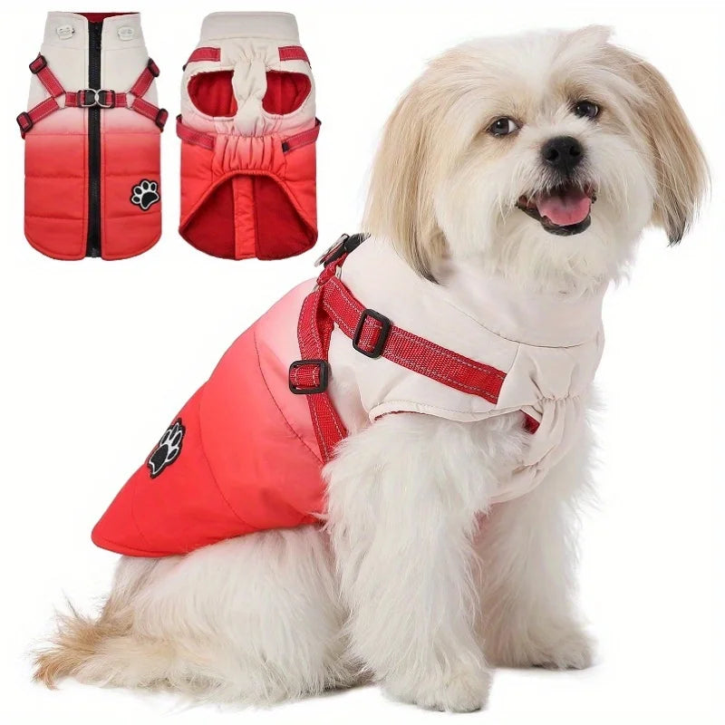 Winter Dog Jacket With Harness Zipper For All Breeds Coat