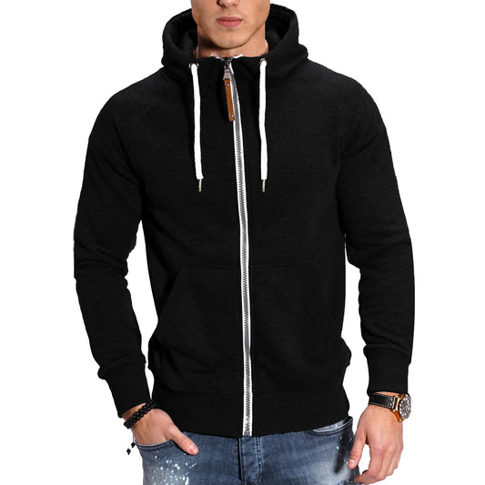 Slim Fit Hooded Zip Hoodie For Men Long Sleeve Sweatshirt Jacket