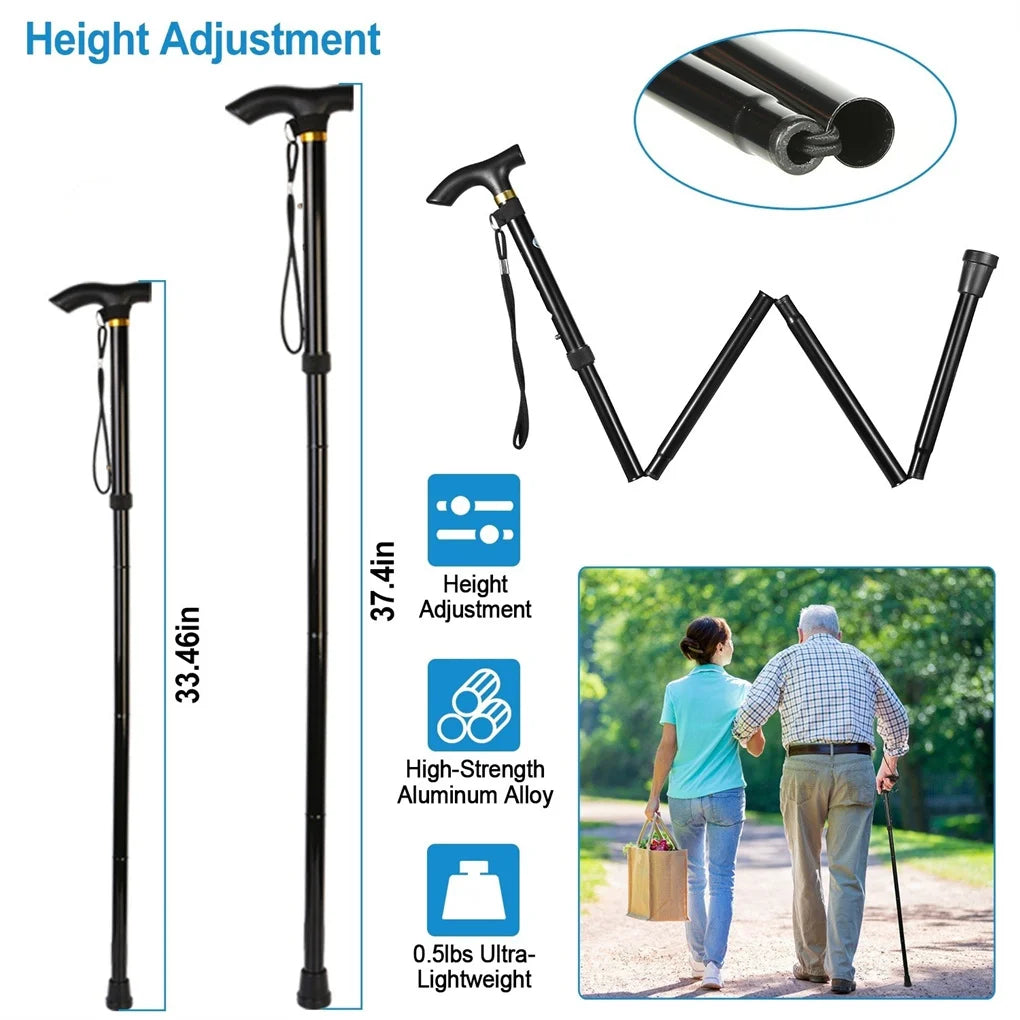Travel Folding Trekking Pole Collapsible Walking Cane Gift