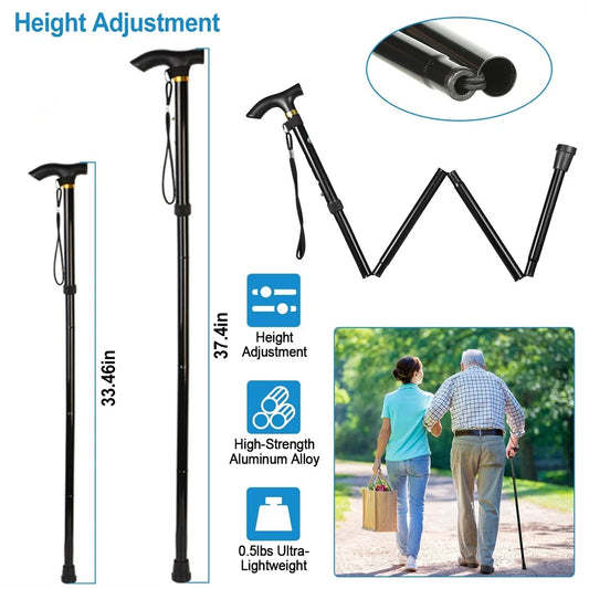 Travel Folding Trekking Pole Collapsible Walking Cane Gift