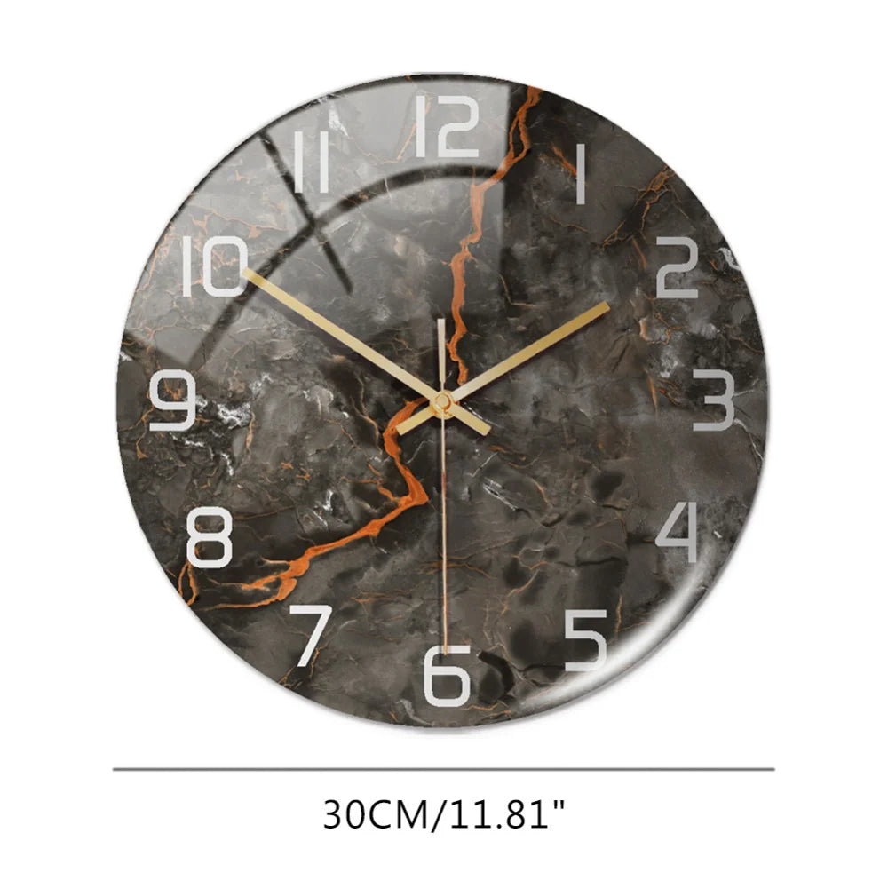Luxury 3D Acrylic Black Gold Marble Wall Adhesive Clock