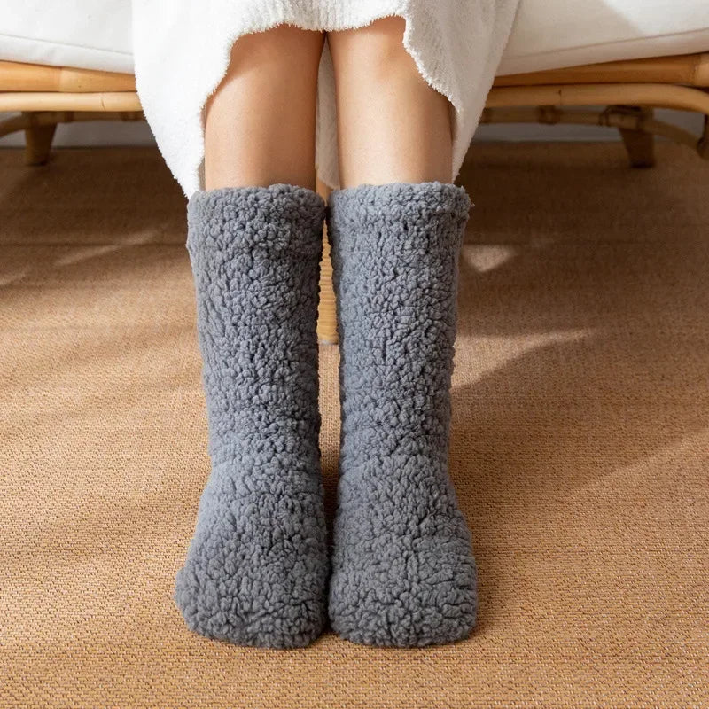 Women's Thickened Cashmere Floor Socks Thermal Velvet Sleep Socks Non-Slip Home Slippers & Leg Warmer