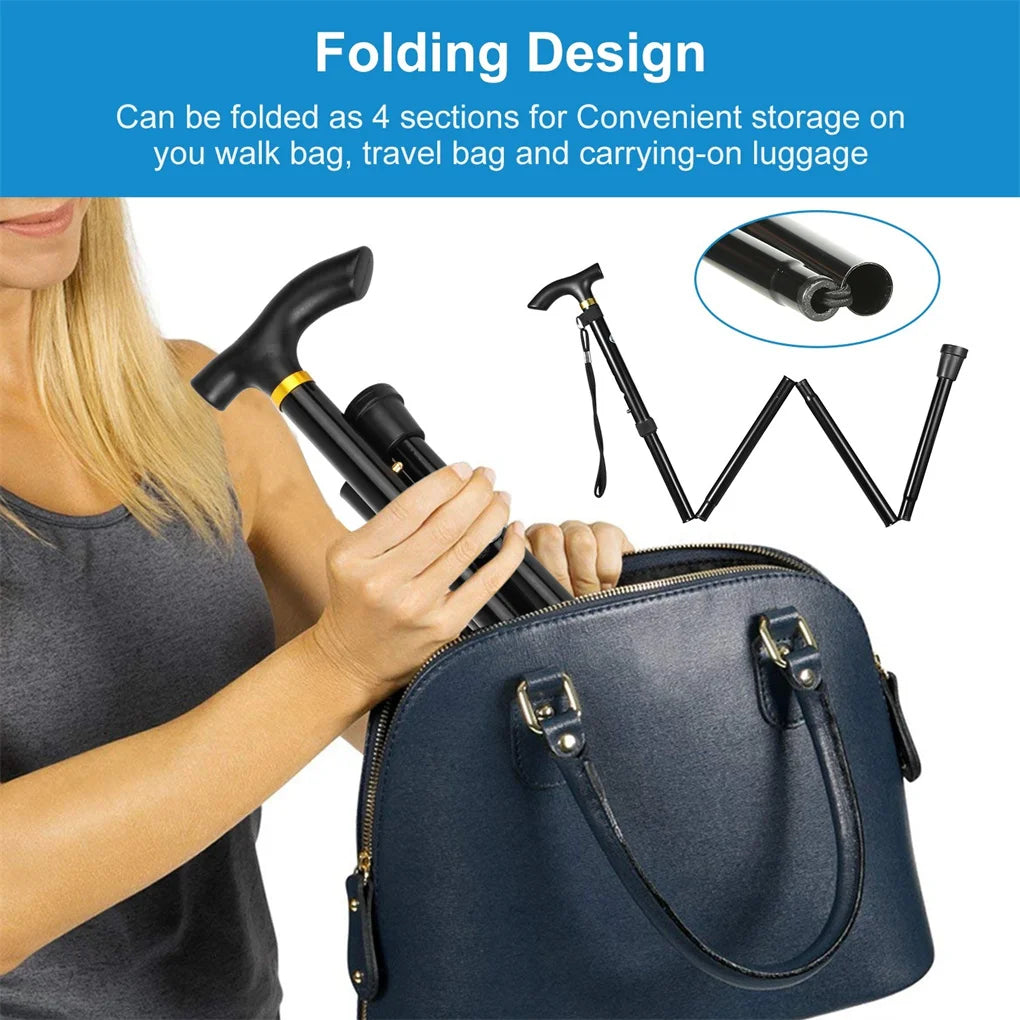 Travel Folding Trekking Pole Collapsible Walking Cane Gift