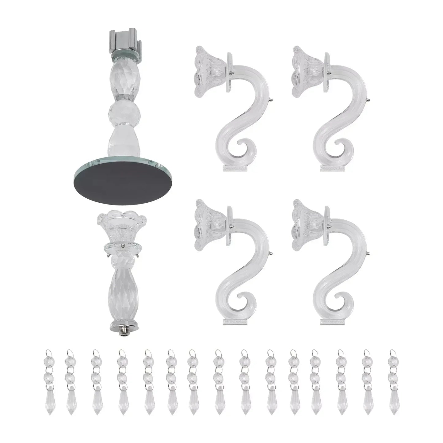 5 Arm Crystal Candle Holder Centerpiece With 5 Heads