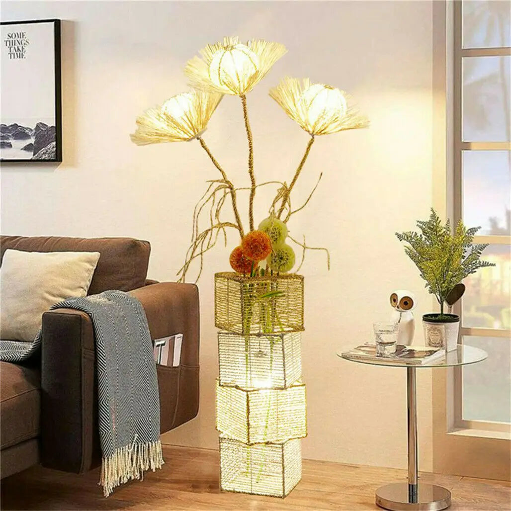 LUVODI Modern Decorative Floor Lamp LED Rattan Standing Light Tree Lantern