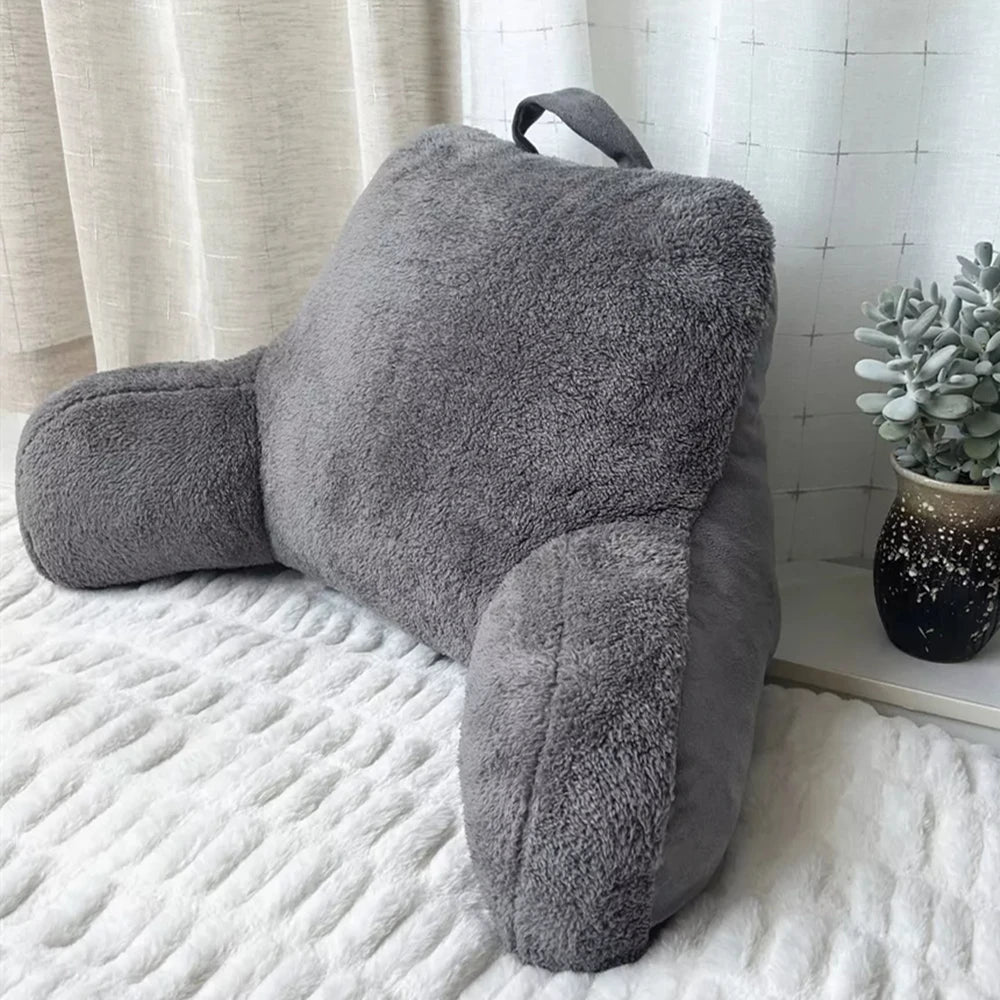 Faux Shearling Bed Rest Pillow With Arms For Reading And TV Backrest Pillows