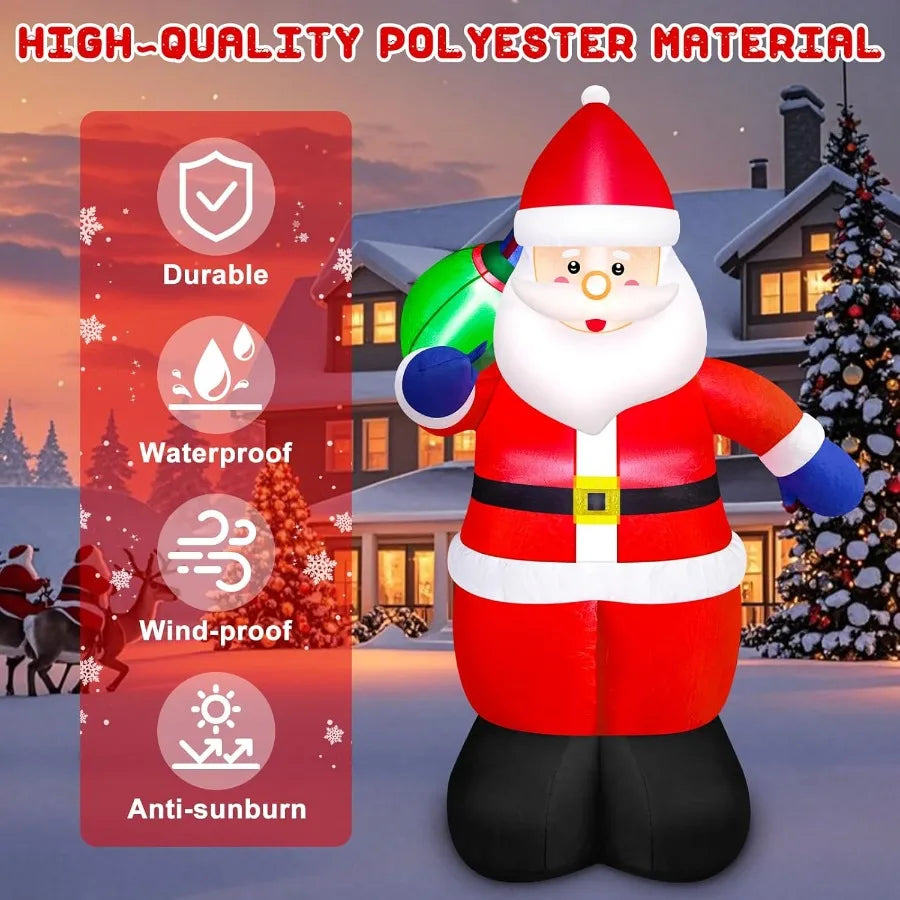 5ft Christmas Inflatable Santa Outdoor Decoration With Gift Bag And LED Lights