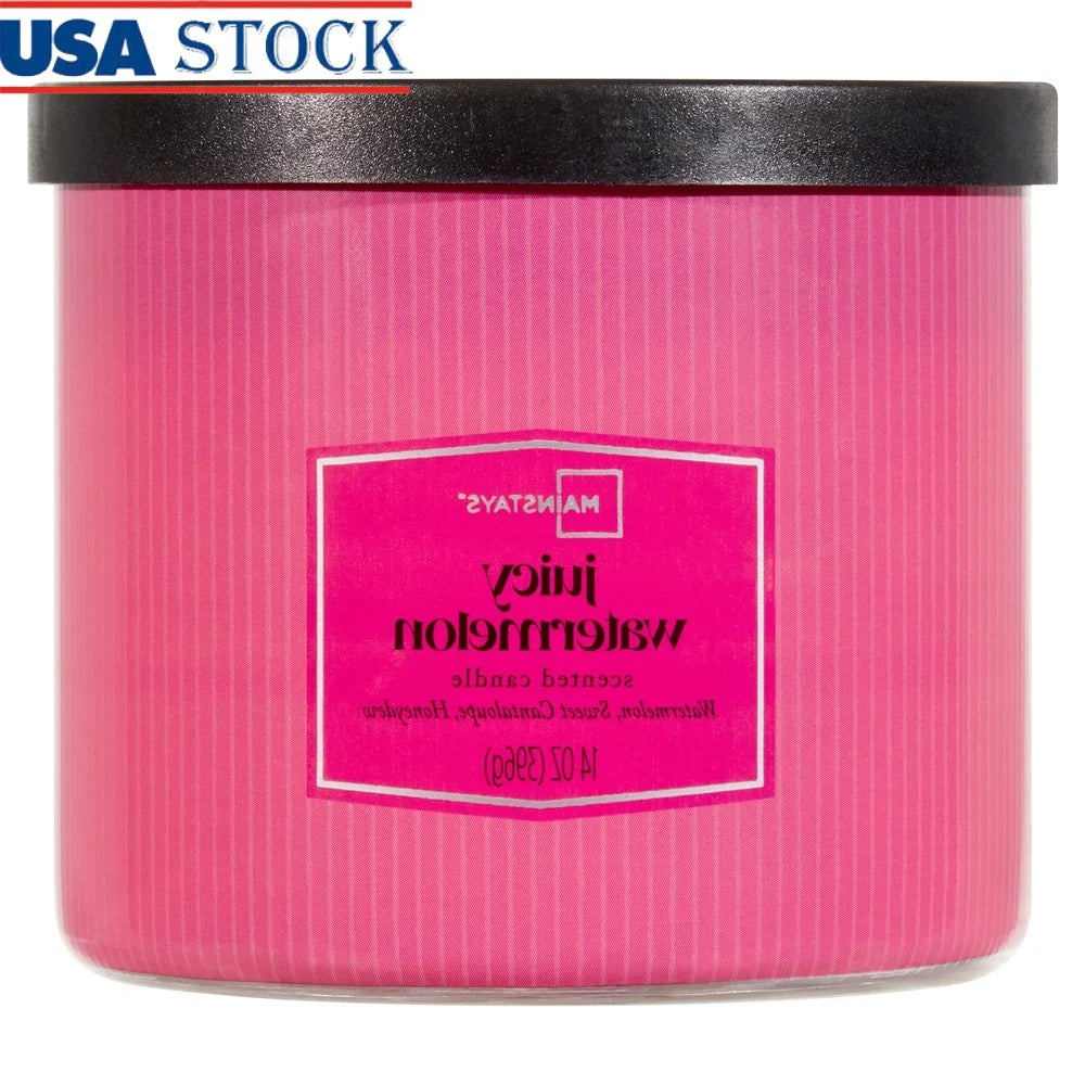 3-Wick Juicy Watermelon Scented Candle Aromatic Home Decor 65 Hours Burn Time