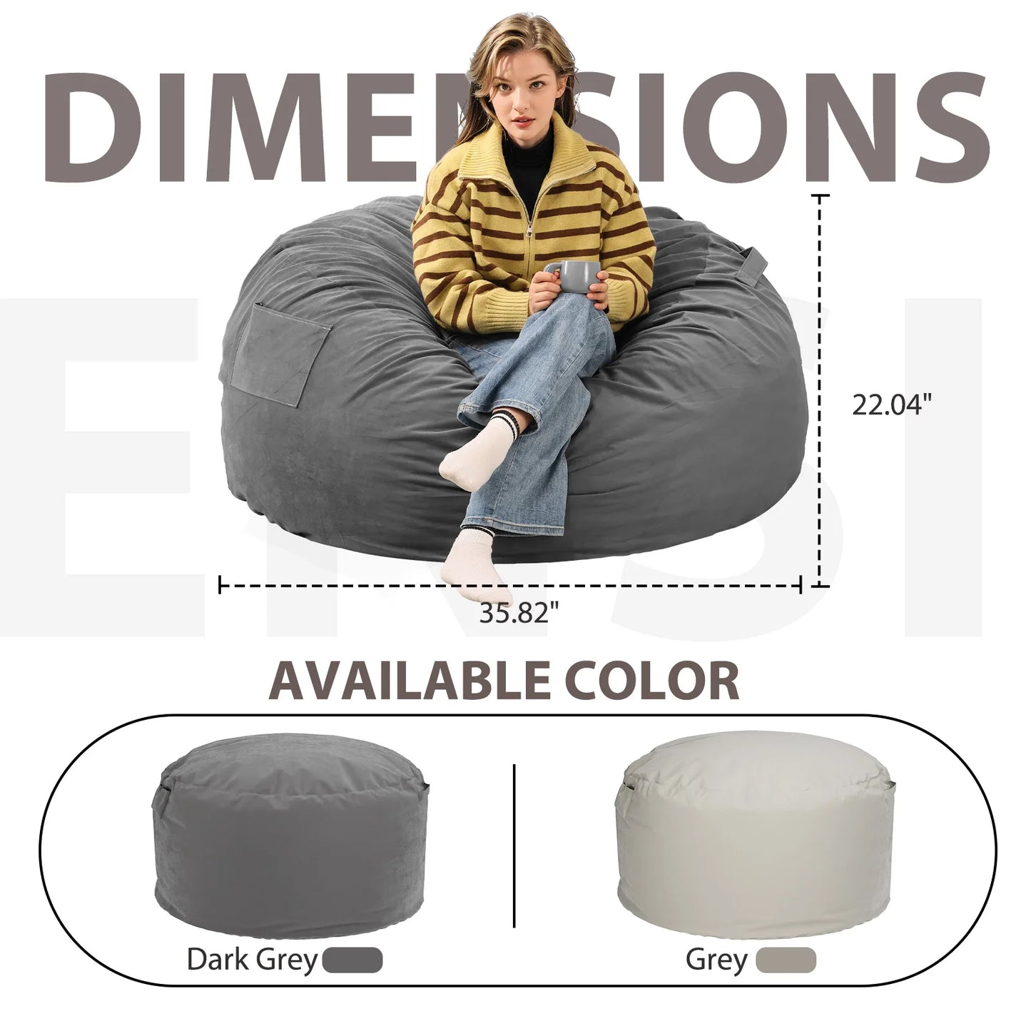 Oversized Bean Bag Chair For Gaming And Reading Foam Filled With Removable Cover