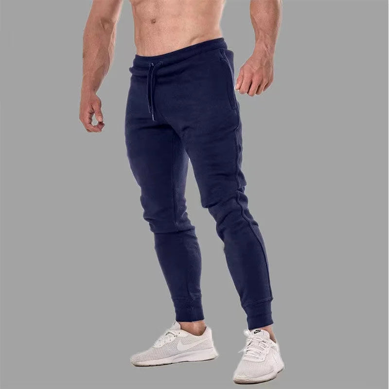 Mens Fleece Jogger Sweatpants For Autumn Winter Running Gym Pants Solid Color