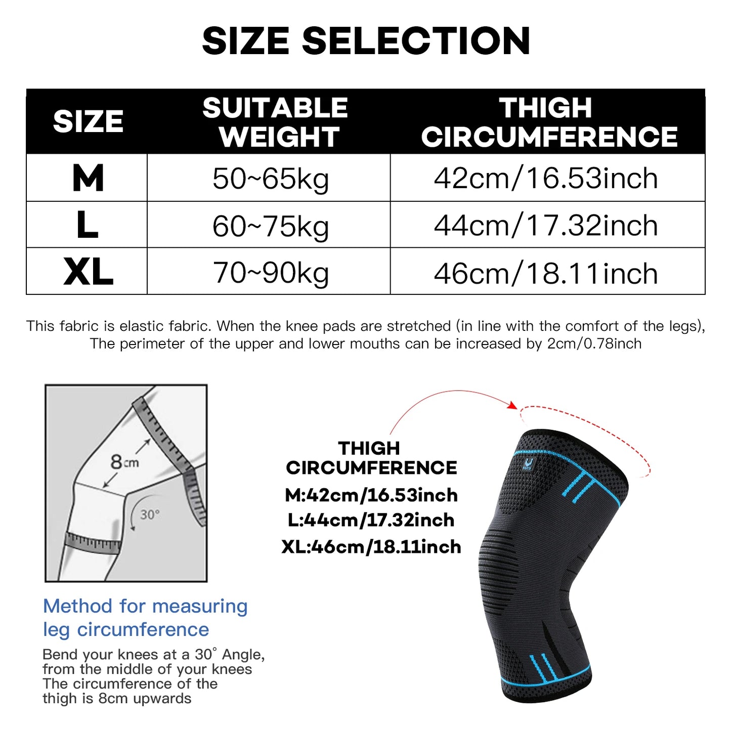 Compression Knee Support Sleeve Breathable Knee Pad Brace