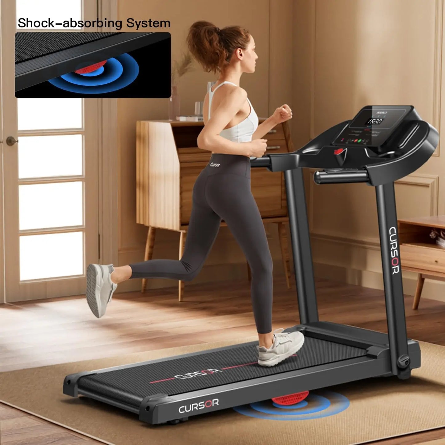 Home Folding Treadmill With Pulse Sensors Two Point Five HP