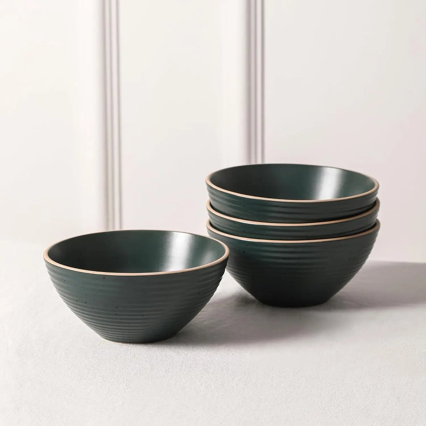 Lauren Modern Stoneware 16-piece Round Dinnerware Set, Plates and Bowls Set, Dish set for 4, Dark Green