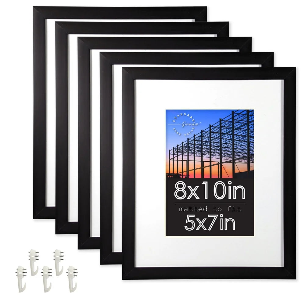 8x10 Matted To 5x7 Frame 5 Pack Black Thermoplastic Frames