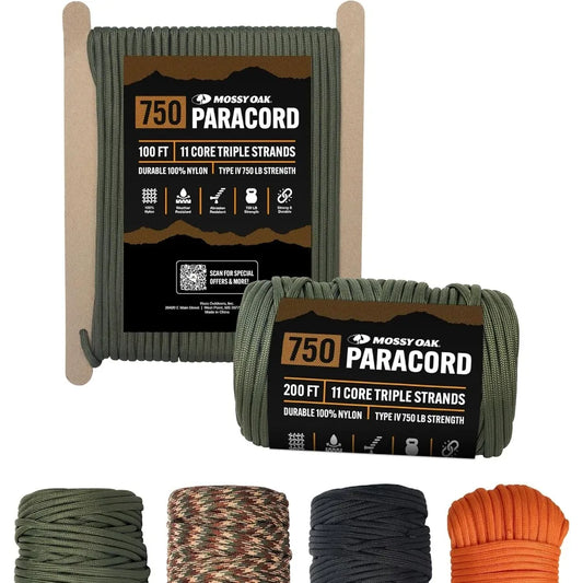 Mossy Oak Paracord Rope 750 11 Inner Strands 4mm For Camping And Hiking