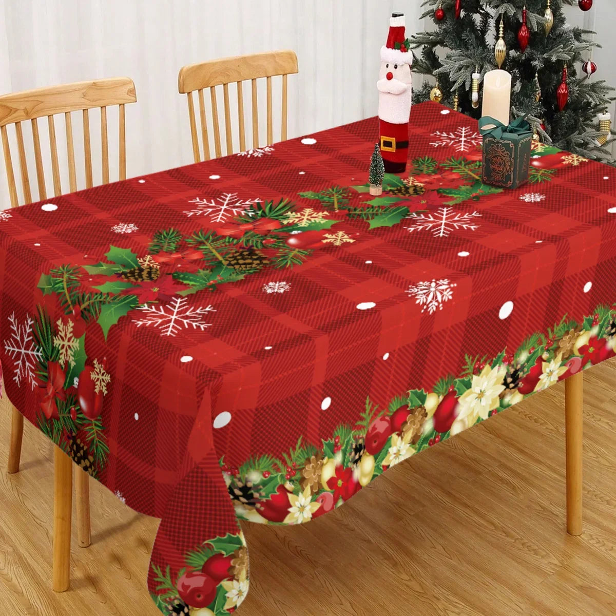 Christmas Snowflake Plastic Tablecloth For Navidad Natal And New Year Decor