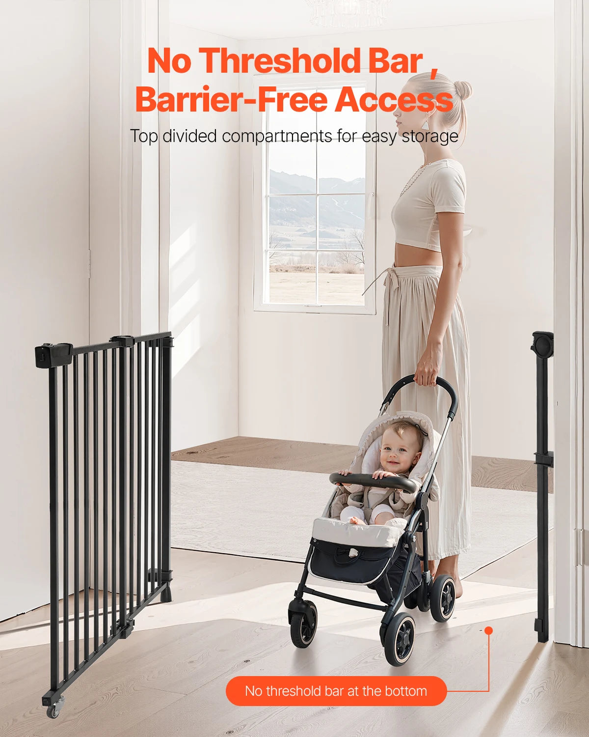 SucceBuy Adjustable Baby Gate 29.5 To 43 Inches Wide 28 Inches High No Threshold