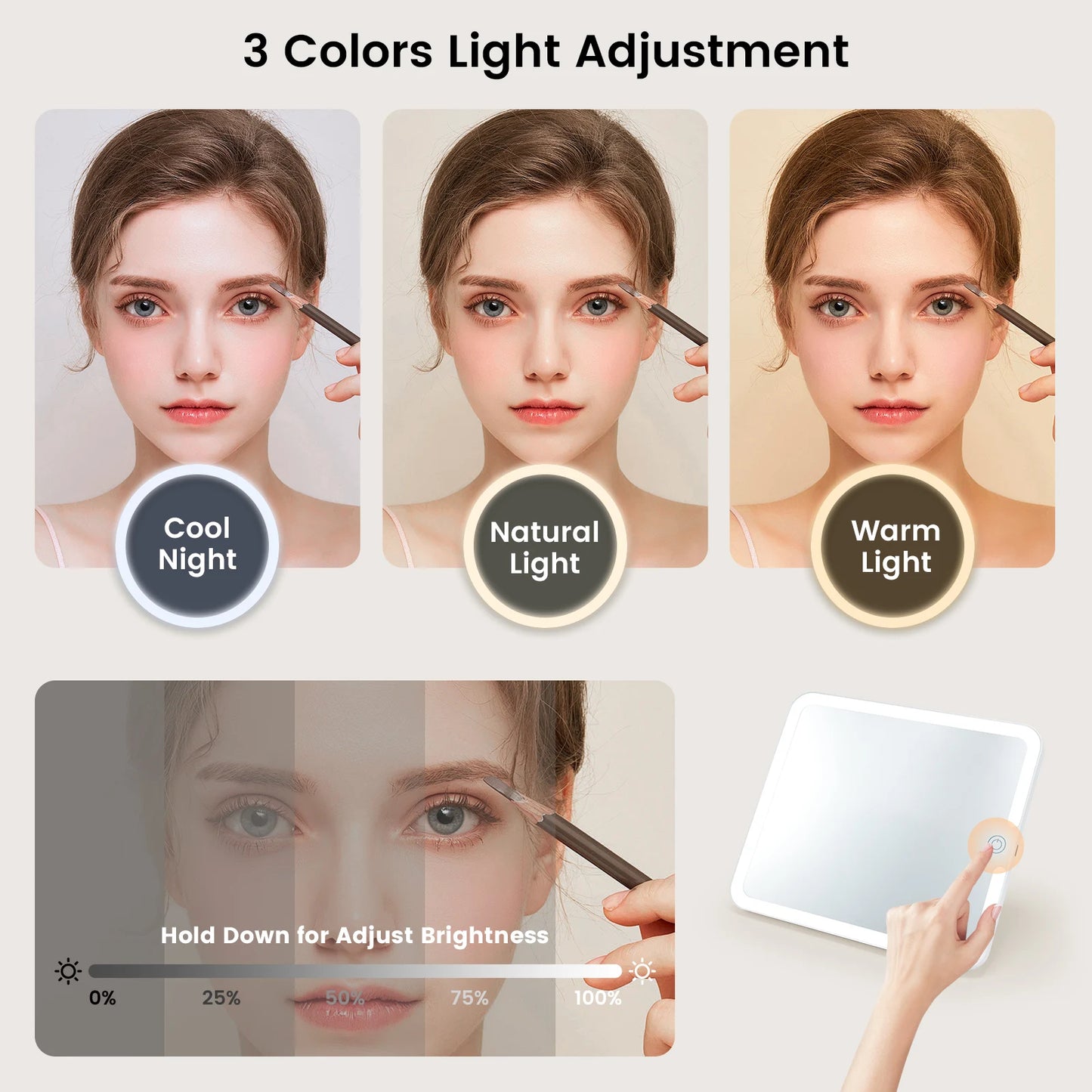 Makeup Bag With LED Mirror 3 Modes Lights Vanity Travel Case With Lighted Mirror