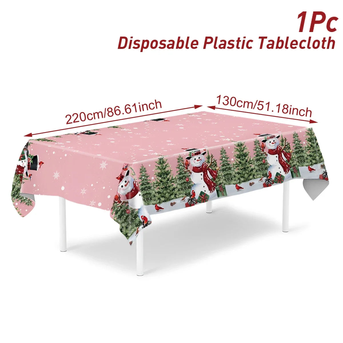 Christmas Snowflake Plastic Tablecloth For Navidad Natal And New Year Decor