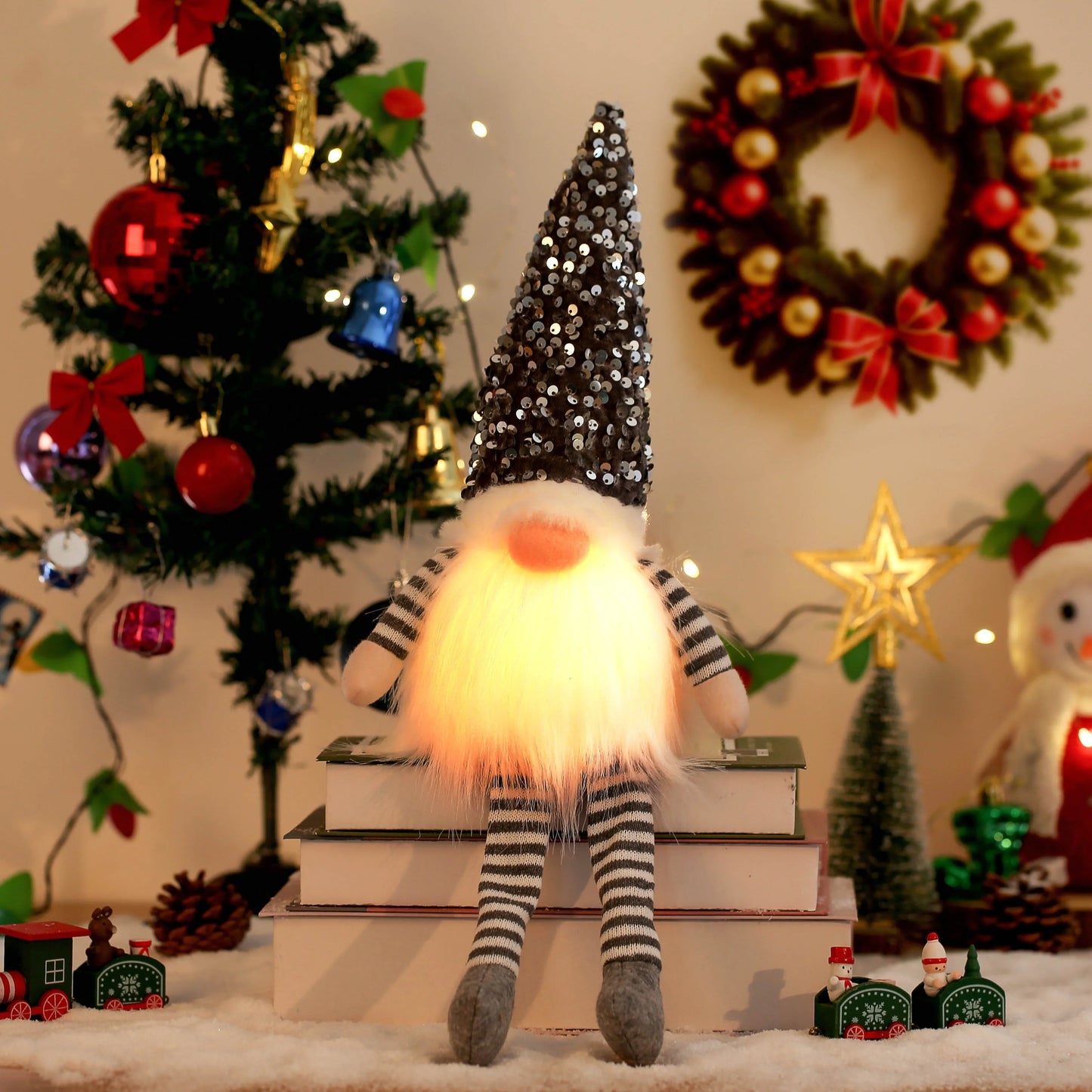 Glowing Gnome Christmas Faceless Doll 30cm Tree Ornament Night Light