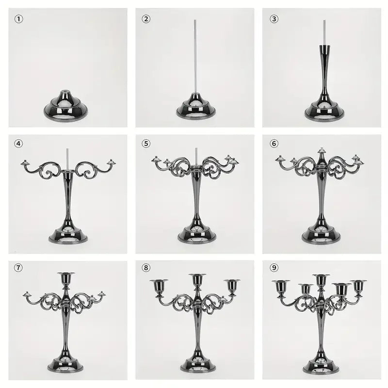 Five Arm Matte Black Candelabra Candle Holder Centerpiece