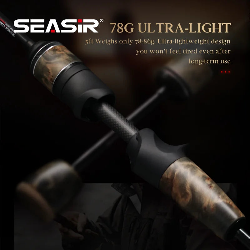 Seasir Stream Spinning Baitcasting Rod Ultralight Carbon Wood Handle Fuji 1-10g
