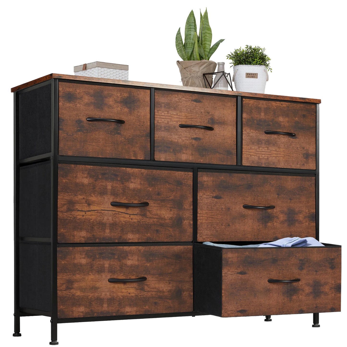 JHK Dresser For Bedroom With 7 Fabric Drawers Organizer Storage Closet Chest Clothes For Living Room Display Cabinet