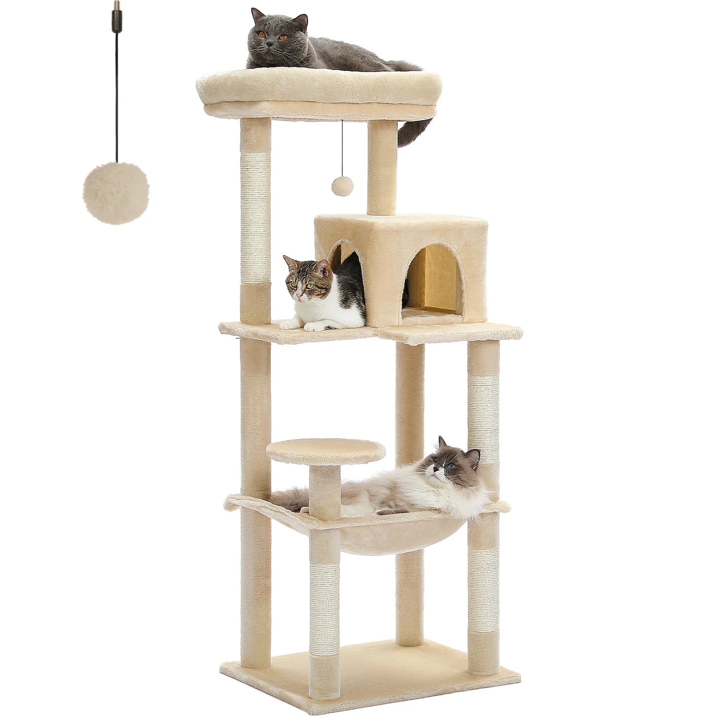 5 Level Cat Tree for Large Cats with Sisal Scratching Posts