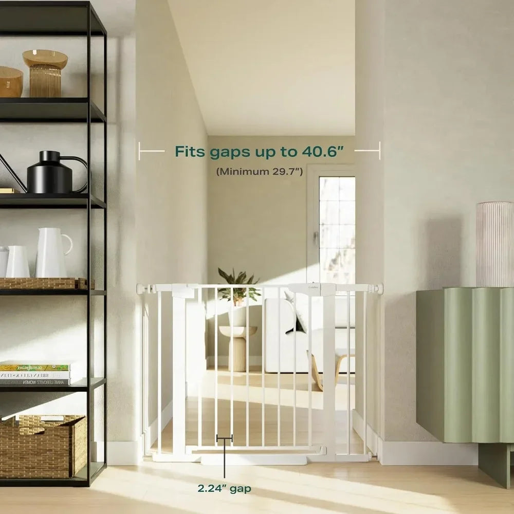 Pressure Mounted Baby Gate Stairs Durable Metal Self Closing Safety Gate Indoor Dog Gate Easy Install Toddler Pet Protection