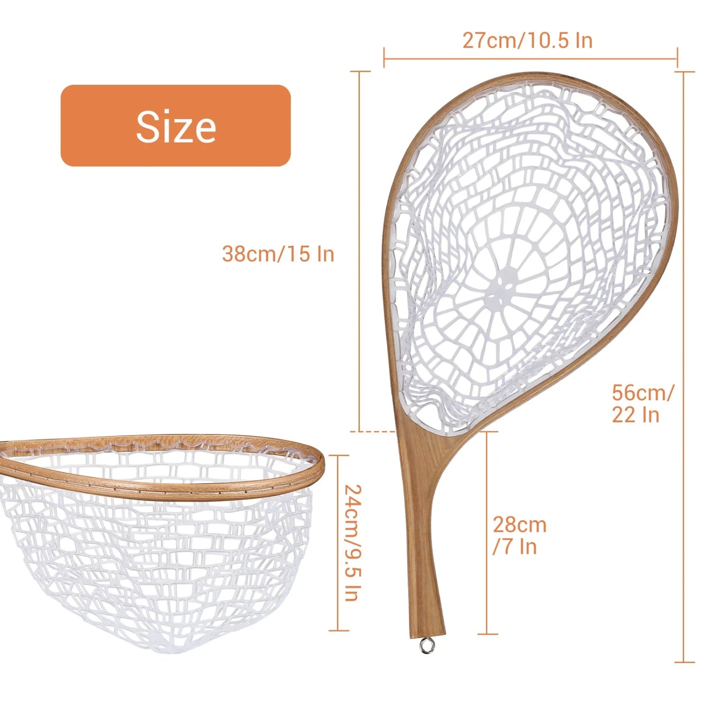 Wooden Frame Fly Fishing Net For Trout Catch And Release