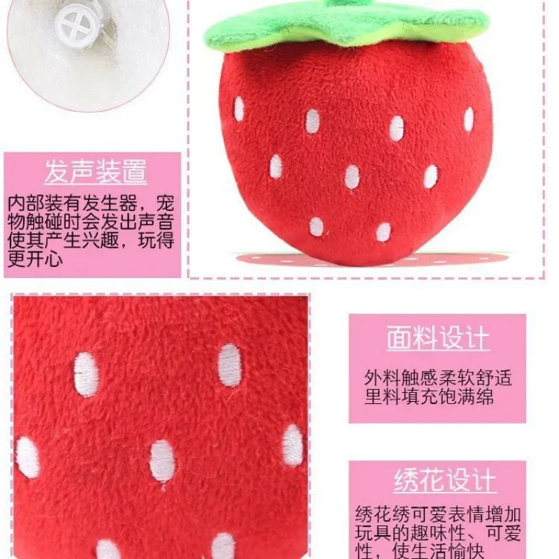 Strawberry Plush Squeaky Pet Toy For Dogs Cats Squeaker