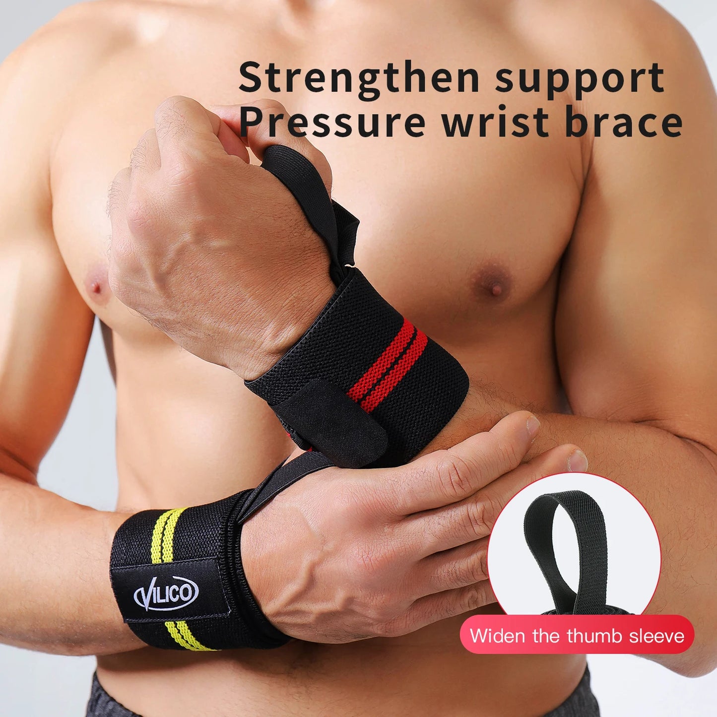 Wrist Support Brace Straps Extra Strength Weight Lifting Wraps For Gym