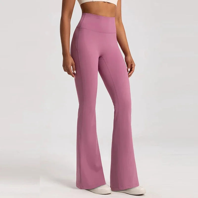 Women's High-Waisted Flared Pants, Elastic Waist, Cinching Hip-Lifting, Casual Yoga Pan for All-Season Exercise and Outdoor Wear