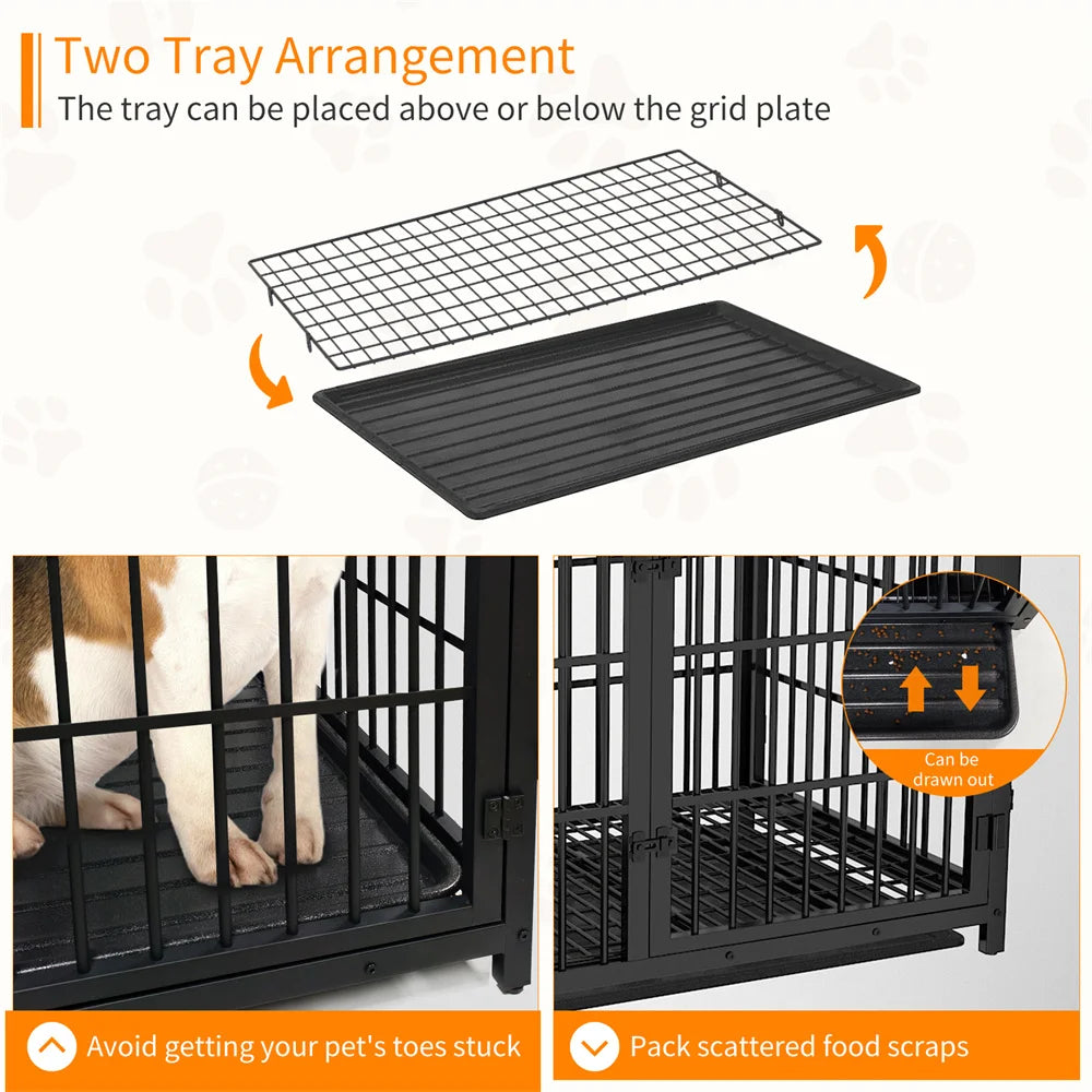 Heavy Duty XXL Dog Crate End Table Cabinet With Three Doors Removable Tray