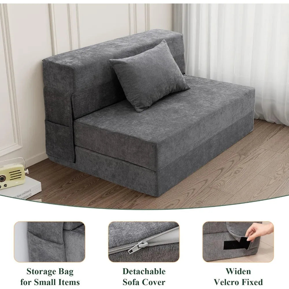 Sofa Bed Convertible Sleeper Chair Pillow Fold Out Couch