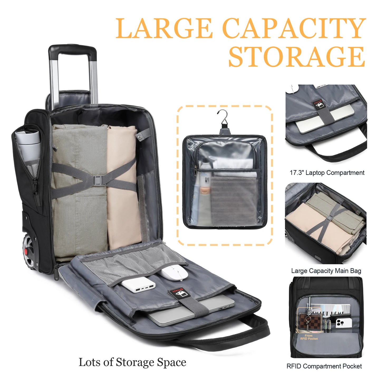 Laptop Bag Trolley Carry On Underseat Luggage With Wheels