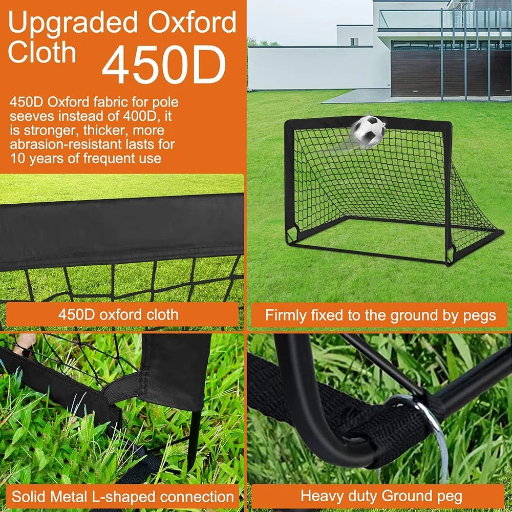 Backyard Soccer Goals Set 2Pcs Portable Football Net Door Frame Indoor Outdoor