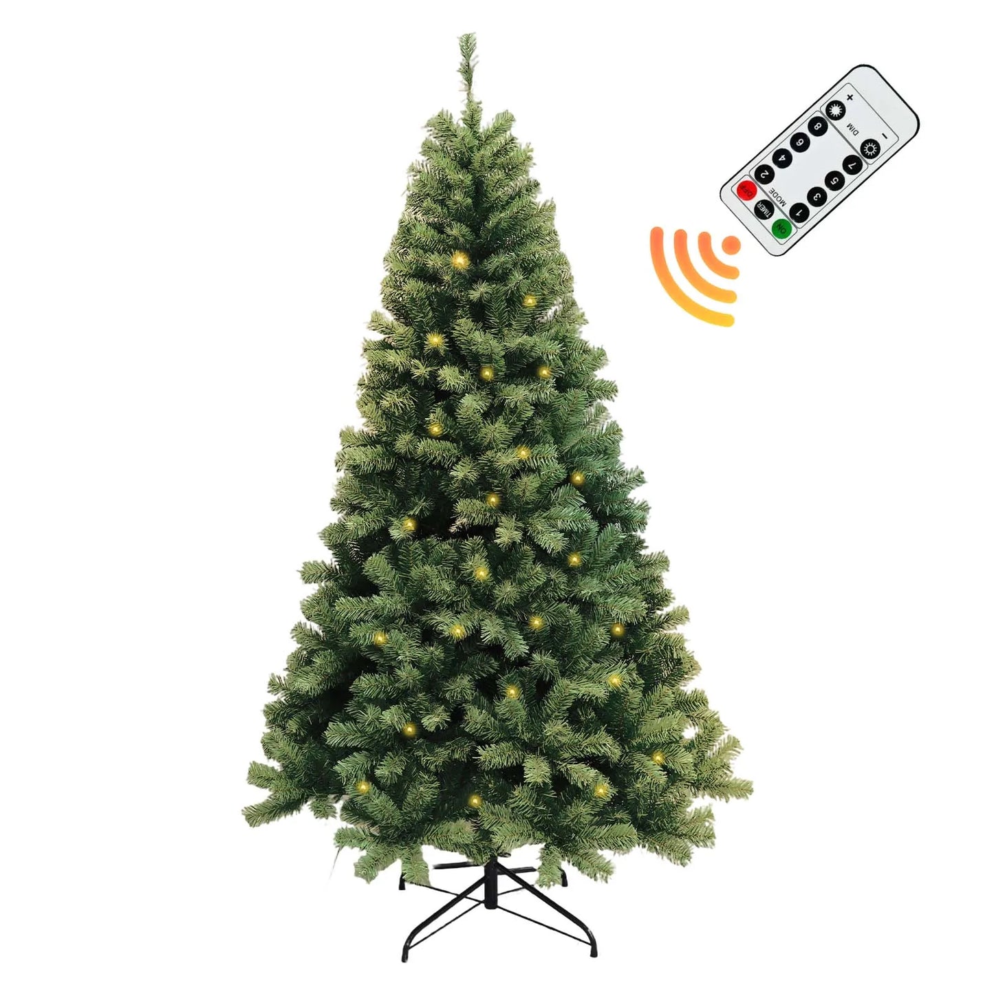 6 to 7 Ft Pre Lit Christmas Tree Hinged With LED Lights And 8 Lighting Modes