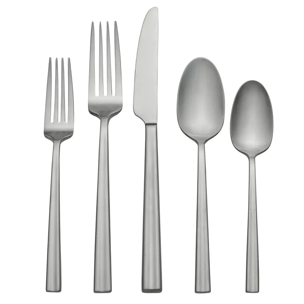 45 Piece Stainless Steel Flatware Set for 8 Includes Dinner Forks Knives Spoons Teaspoons Salad Forks Serving Utensils