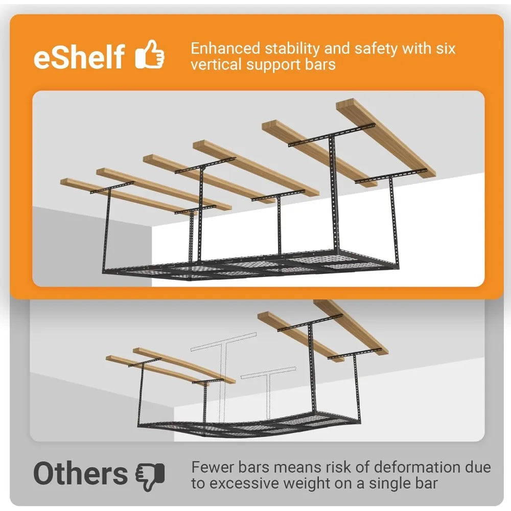 4x8ft Overhead Garage Storage Rack With Adjustable Ceiling Drop Down 22-40