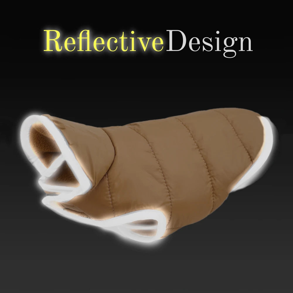 Warm Winter Reversible Reflective Fleece Dog Coat With Leash Hole