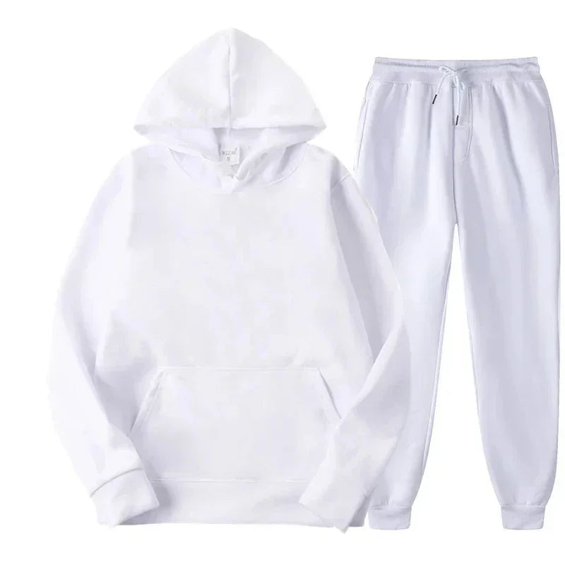 Unisex Thick Fleece Tracksuit Hoodie Set With Pullover And Jogger Pants